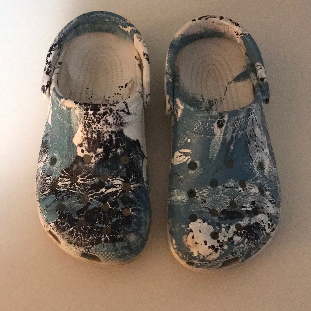 White Crocs that I hydro-dipped